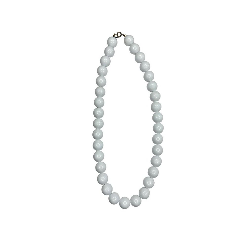 Vintage Large White Lucite 6mm Beaded Necklace Clavicle Retro Women's 10…
